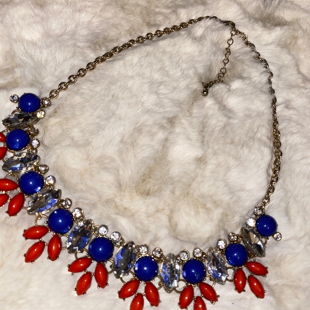 Red white and blue statement necklace